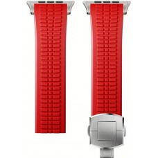 Premium Sport-Luxusarmband aus hochwertigem Gummi für Apple Watch 49/46/45/44 mm komfortabel, wasserdicht und strapazierfähig - Rot - Apple Watch 44/45/46/49 mm