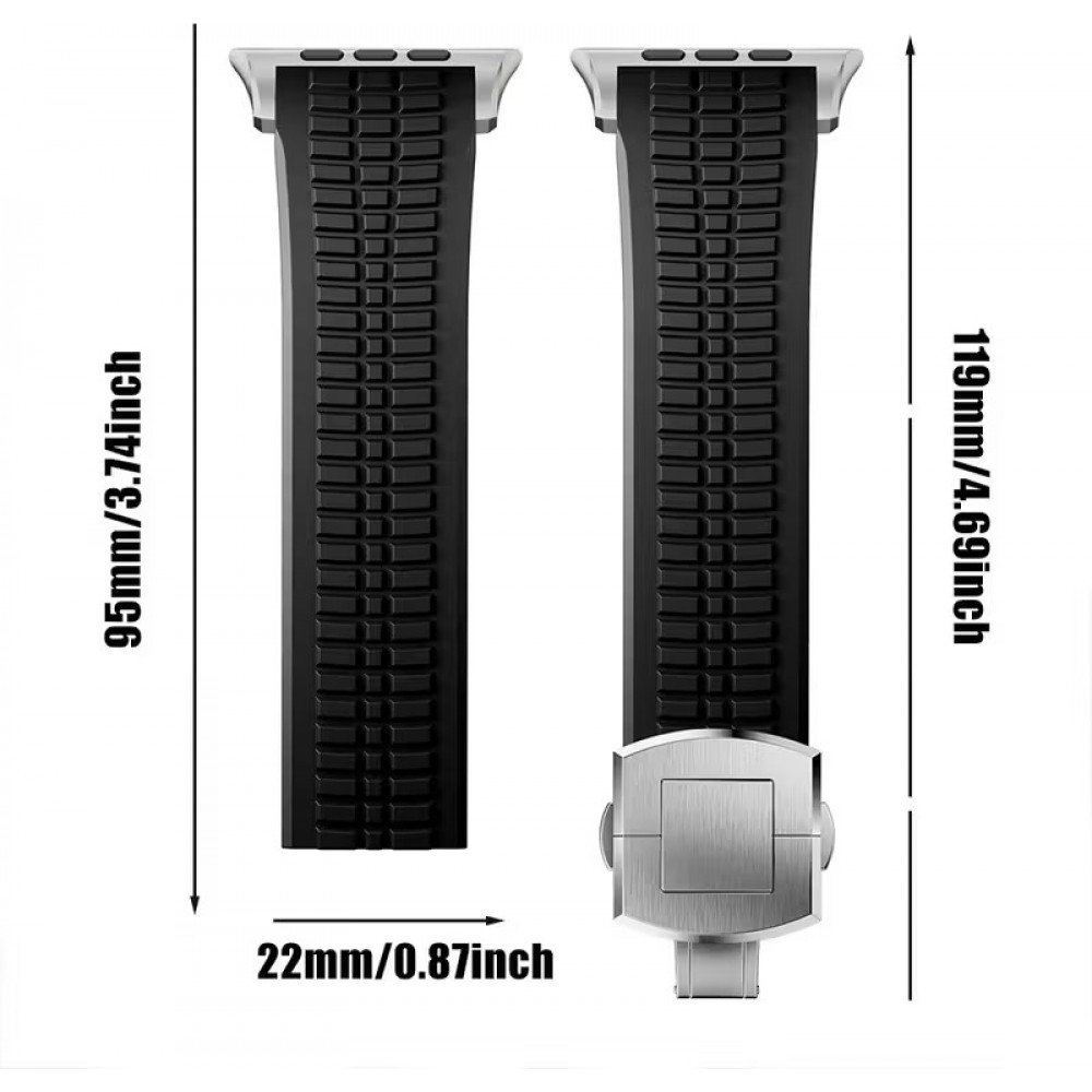 Premium Sport-Luxusarmband aus hochwertigem Gummi für Apple Watch 49/46/45/44 mm komfortabel, wasserdicht und strapazierfähig - Rot - Apple Watch 44/45/46/49 mm