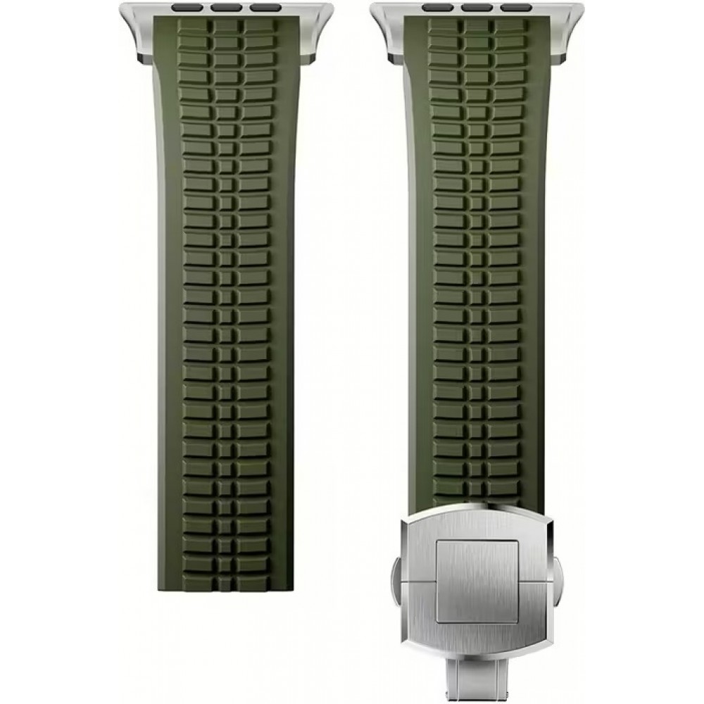 Premium Sport-Luxusarmband aus hochwertigem Gummi für Apple Watch 49/46/45/44 mm komfortabel, wasserdicht und strapazierfähig - Grün - Apple Watch 44/45/46/49 mm
