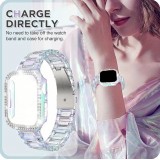 Transparentes glitzerndes Armband mit Strass-Steinen - Weiss - Apple Watch 10 (42 mm)