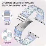 Transparentes glitzerndes Armband mit Strass-Steinen - Weiss - Apple Watch 10 (42 mm)