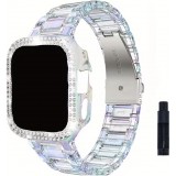 Transparentes glitzerndes Armband mit Strass-Steinen - Weiss - Apple Watch 10 (46 mm)