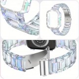 Transparentes glitzerndes Armband mit Strass-Steinen - Weiss - Apple Watch 10 (46 mm)