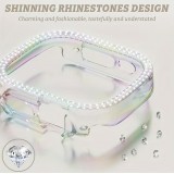 Transparentes glitzerndes Armband mit Strass-Steinen - Weiss - Apple Watch 10 (46 mm)