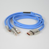 3-in-1 USB-A Kabel Blau Lightning / USB-C / Micro USB (1 m) Leicht und Robust aus Silikon - Blau
