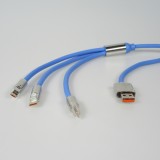 3-in-1 USB-A Kabel Blau Lightning / USB-C / Micro USB (1 m) Leicht und Robust aus Silikon - Blau