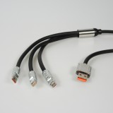 3-in-1 USB-A Kabel schwarz Lightning / USB-C / Micro USB (1 m) leicht und strapazierfähig aus Silikon - Schwarz