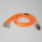 3-in-1 USB-A Kabel orange Lightning / USB-C / Micro USB (1 m) leicht und strapazierfähig aus Silikon - Orange