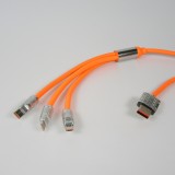 3-in-1 USB-A Kabel orange Lightning / USB-C / Micro USB (1 m) leicht und strapazierfähig aus Silikon - Orange