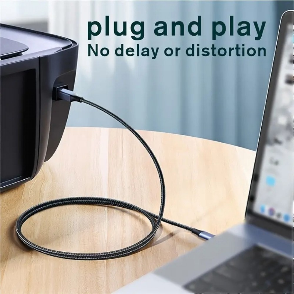 Câble adaptateur USB-B vers USB-C compatible avec différents appareils flexible léger et en nylon (2 m) - Noir