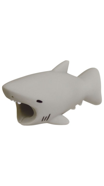 Dekorativer und witziger Kabelschutz für den Kabelanschluss Stecker - Hai - Grau