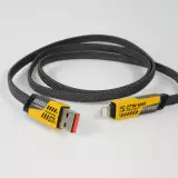 Multifunktionskabel USB-A / USB-C zu Lightning / USB-C PD 27W, ultra robust mit Textilverstärkung - Schwarz/Orange