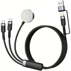 Ultra-schnelles 5-in-1 Multifunktions-Ladekabel 75W für iPhone, Apple Watch, AirPods und verschiedene USB-C-Geräte - Schwarz