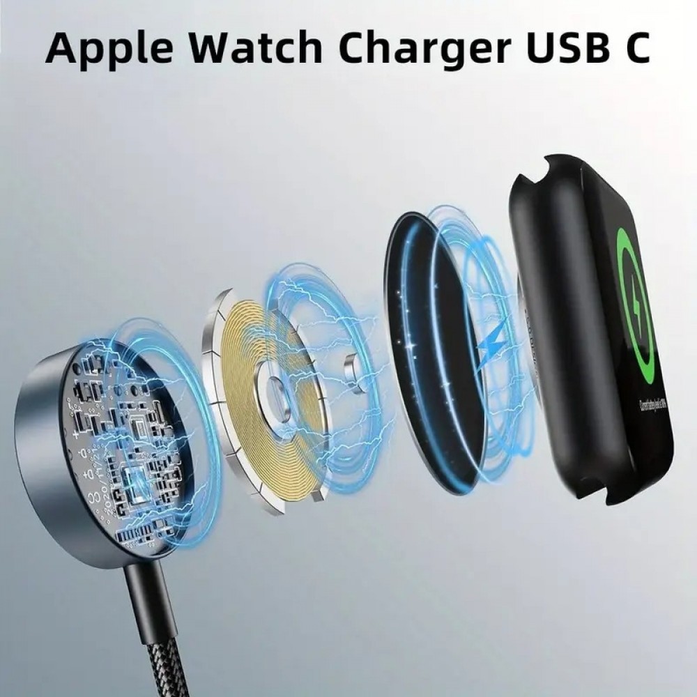 Ultra-schnelles 5-in-1 Multifunktions-Ladekabel 75W für iPhone, Apple Watch, AirPods und verschiedene USB-C-Geräte - Schwarz