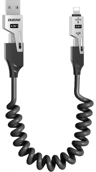 Dudao L20 Pro 4-in-1 Kabel USB-A / USB-C - Lightning / USB-C 65W für Laden und Datenübertragung - Schwarz