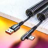 120W USB-A zu USB-C Schnellladekabel mit LED-Licht und Federmechanismus - Schwarz