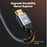 HDMI 2.1 Ultra High Speed Kabel 48Gbps 8K/60Hz 4K/120Hz HDMI Stecker/Stecker geflochten (30cm) - Silber