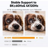 HDMI 2.1 Ultra High Speed Kabel 48Gbps 8K/60Hz 4K/120Hz HDMI Stecker/Stecker geflochten (30cm) - Silber