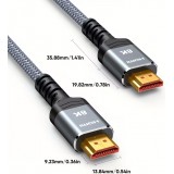 HDMI 2.1 Ultra High Speed Kabel 48Gbps 8K/60Hz 4K/120Hz HDMI Stecker/Stecker geflochten (30cm) - Silber