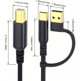 Druckerkabel  2-in-1 USB-A/C zu USB-B für HP / Canon / Epson / Brother - Schwarz