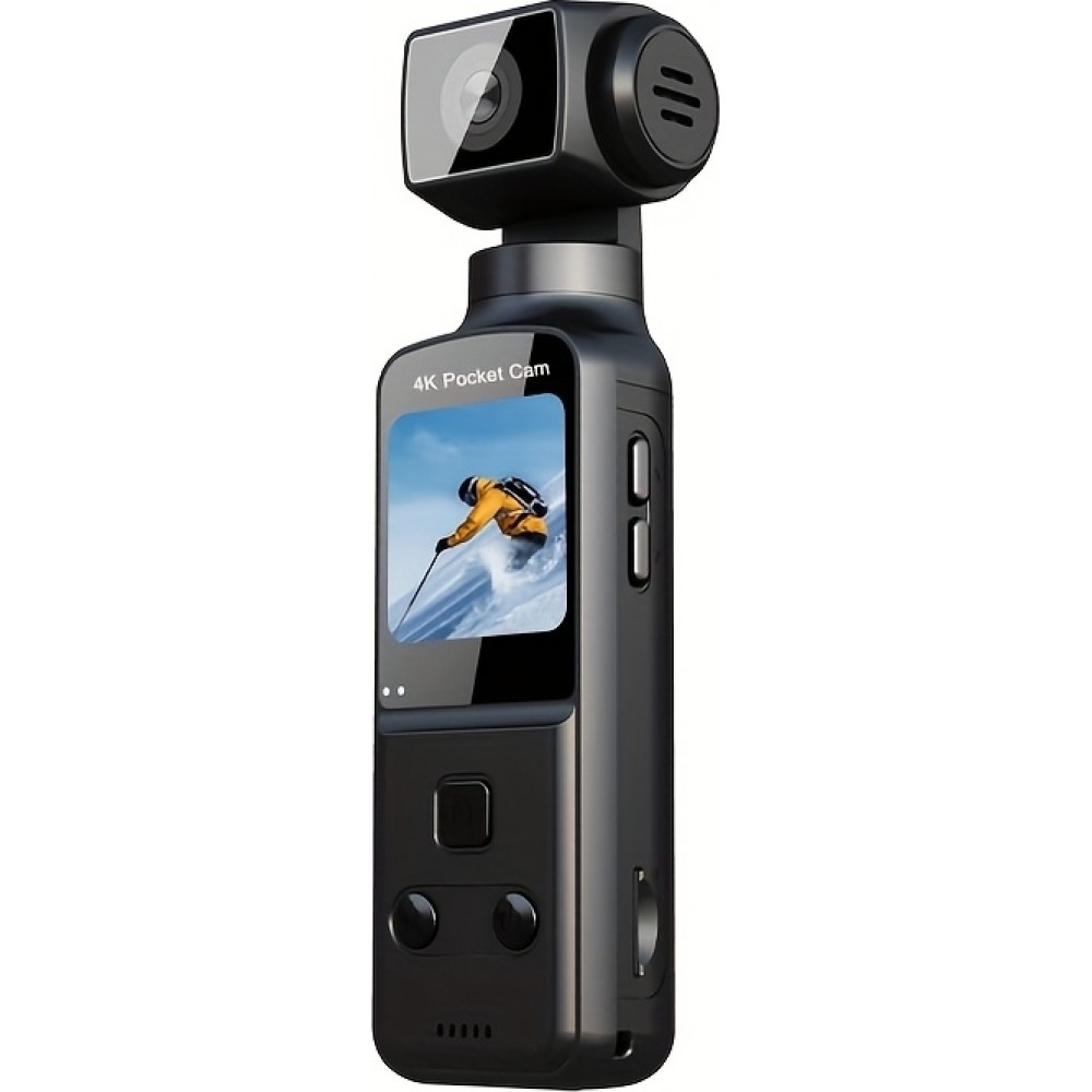 4K Tragbare Actionkamera mit 270° Rotationsobjektiv, Leicht, Wiederaufladbar für Vlogging und Reisen - Schwarz