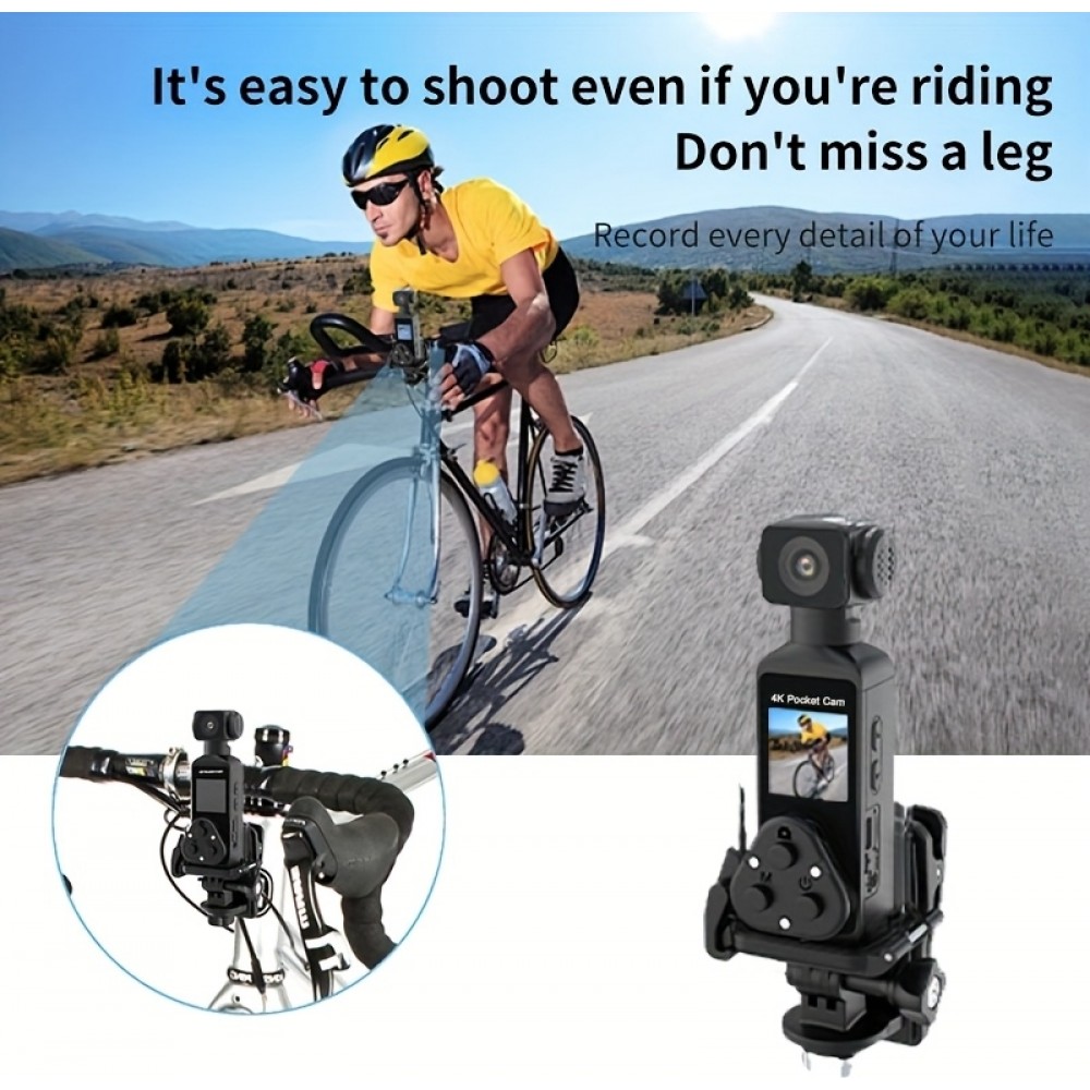4K Tragbare Actionkamera mit 270° Rotationsobjektiv, Leicht, Wiederaufladbar für Vlogging und Reisen - Schwarz