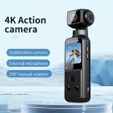 4K Tragbare Actionkamera mit 270° Rotationsobjektiv, Leicht, Wiederaufladbar für Vlogging und Reisen - Schwarz