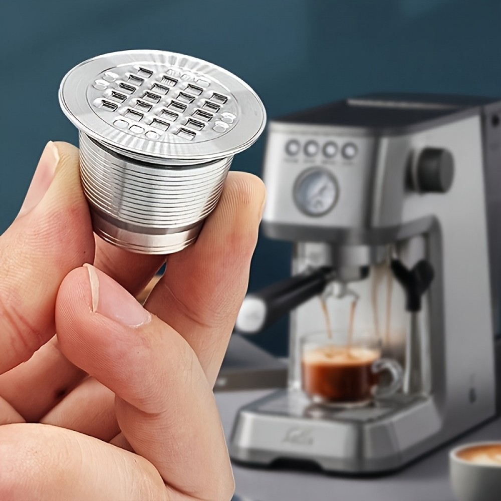 Wiederverwendbare Edelstahl-Kaffeekapsel kompatibel mit Nespresso - Silber