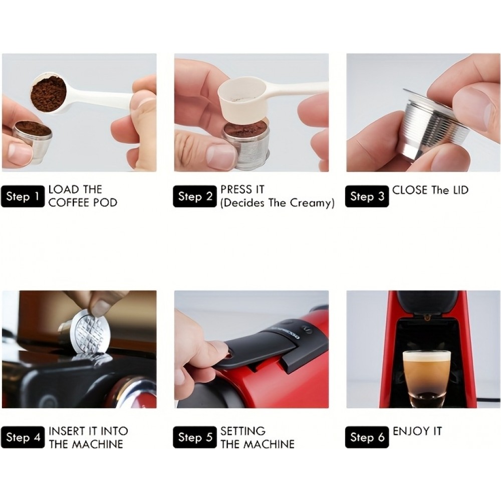 Wiederverwendbare Edelstahl-Kaffeekapsel kompatibel mit Nespresso - Silber