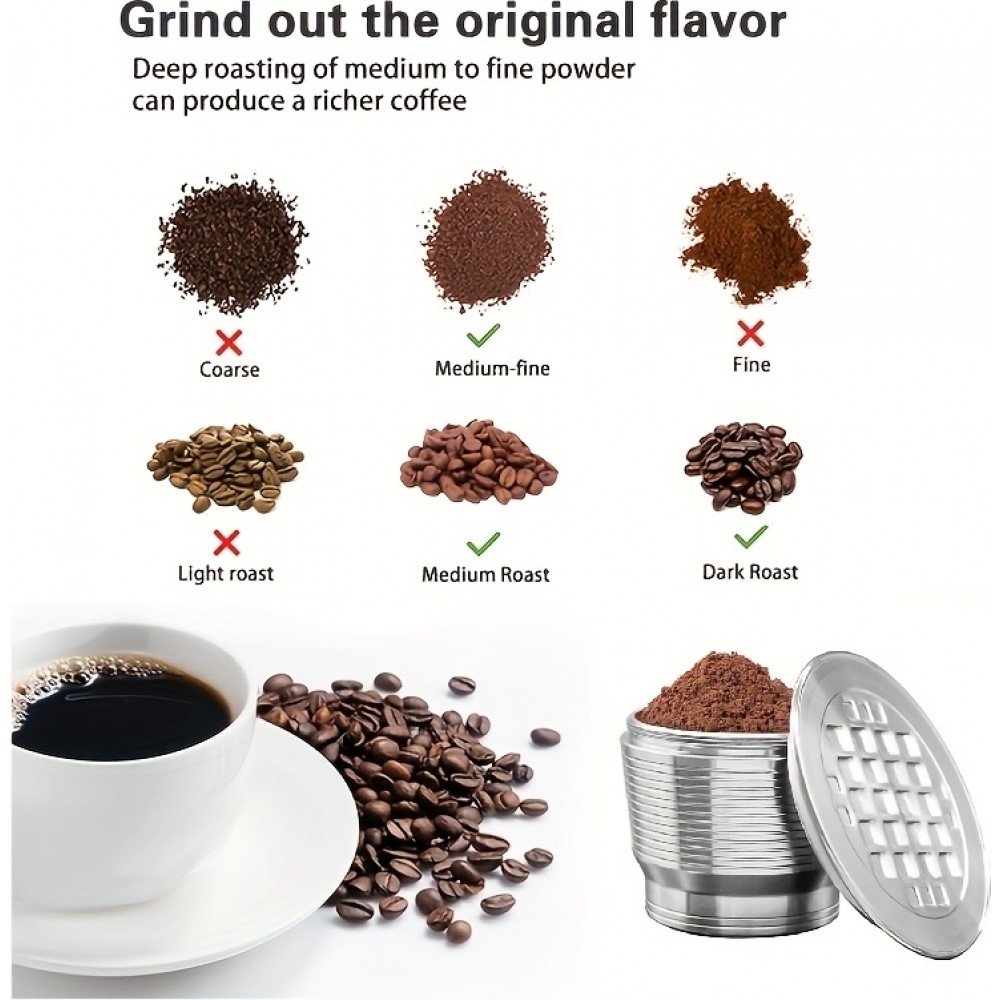 Wiederverwendbare Edelstahl-Kaffeekapsel kompatibel mit Nespresso - Silber