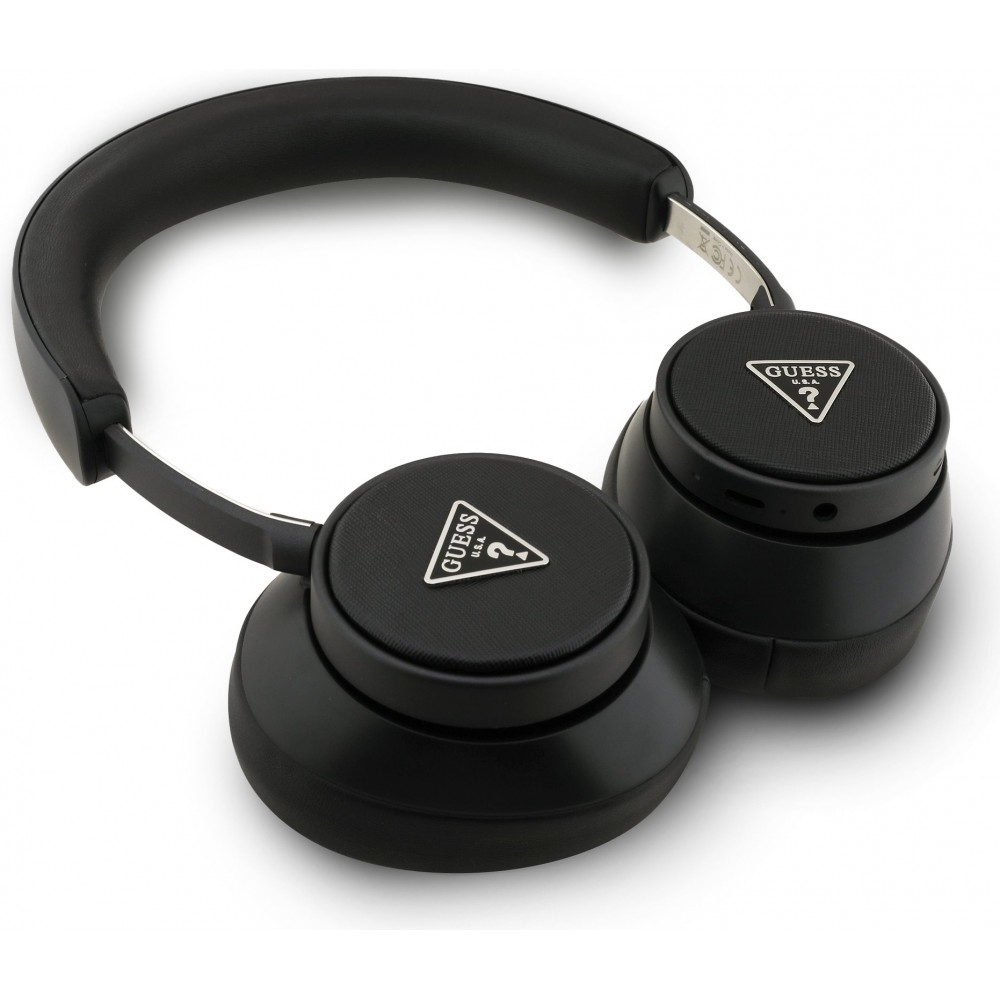 Bluetooth Kopfhörer Guess PU Saffiano 45h Akkulaufzeit Sprachassistent Schnellladung Geräuschreduzierung - Schwarz