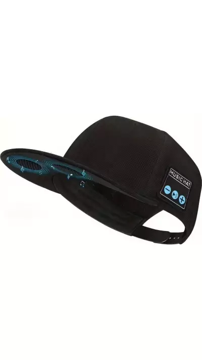 Bluetooth Cap mit integrierten Lautsprechern für Musik und Anrufe Unisex verstellbar - Schwarz