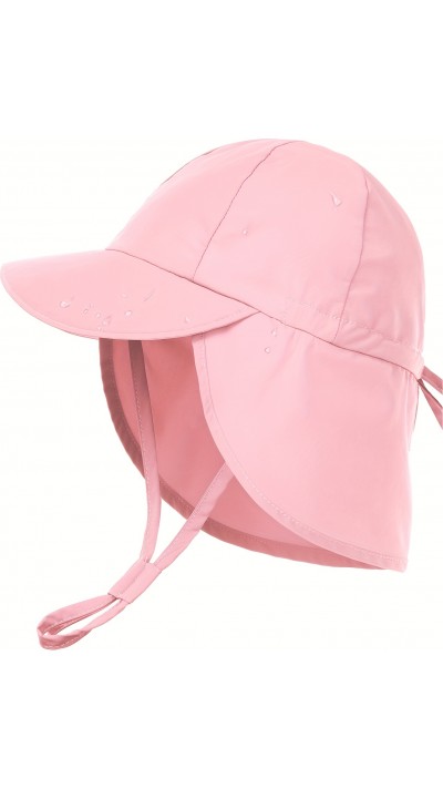 UV-Schutz Babyhut (0-6 Monate) verstellbar mit Nacken Schutz für Reisen und Schwimmen - Rosa