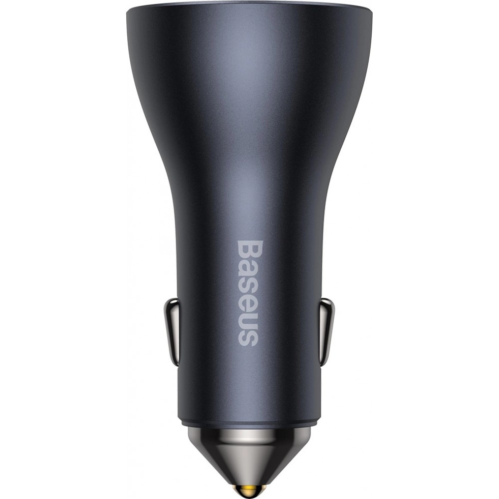 Baseus Goldener Kontaktschalter Pro Auto Ladegerät USB-A + 2x USB-C 65W Schnellladung - Grau