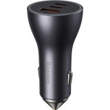 Baseus Goldener Kontaktschalter Pro Auto Ladegerät USB-A + 2x USB-C 65W Schnellladung - Grau