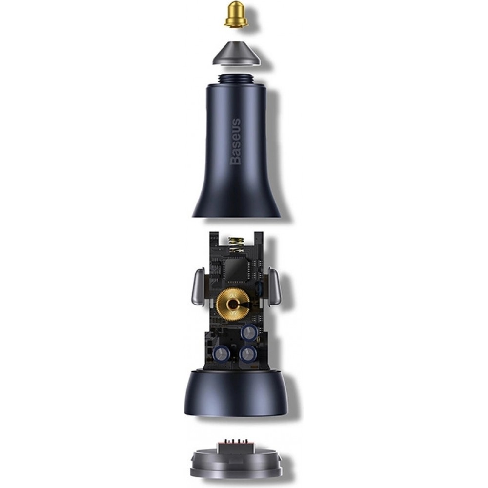 Baseus Goldener Kontaktschalter Pro Auto Ladegerät USB-A + 2x USB-C 65W Schnellladung - Grau