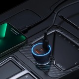 Baseus Goldener Kontaktschalter Pro Auto Ladegerät USB-A + 2x USB-C 65W Schnellladung - Grau