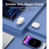 Chargeur mural Choetech USB-C PD 35W double port rapide avec protections intégrées - Blanc