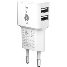 Goobay Doppel USB-A Ladeger&auml;t 12W Kompaktes USB-Wandladeger&auml;t - Weiss