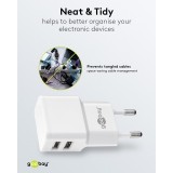 Goobay Doppel USB-A Ladeger&auml;t 12W Kompaktes USB-Wandladeger&auml;t - Weiss