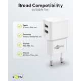 Goobay Doppel USB-A Ladeger&auml;t 12W Kompaktes USB-Wandladeger&auml;t - Weiss