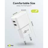 Goobay Doppel USB-A Ladeger&auml;t 12W Kompaktes USB-Wandladeger&auml;t - Schwarz