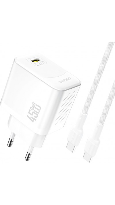 Dudao A28C 45W GaN Wandladegerät mit rutschfestem USB-C-Kabel - Weiss