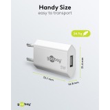 Goobay USB-A Ladeger&auml;t 5W Kompaktes Wandladeger&auml;t USB - Weiss