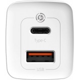 Baseus GaN2 Lite 65W USB-A / USB-C Schnellladegerät Quick Charge 3.0 Power Delivery - Weiss