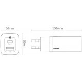Baseus GaN2 Lite 65W USB-A / USB-C Schnellladegerät Quick Charge 3.0 Power Delivery - Weiss