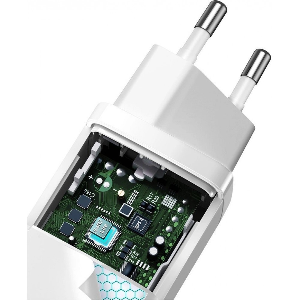 Baseus GaN2 Lite 65W USB-A / USB-C Schnellladegerät Quick Charge 3.0 Power Delivery - Weiss