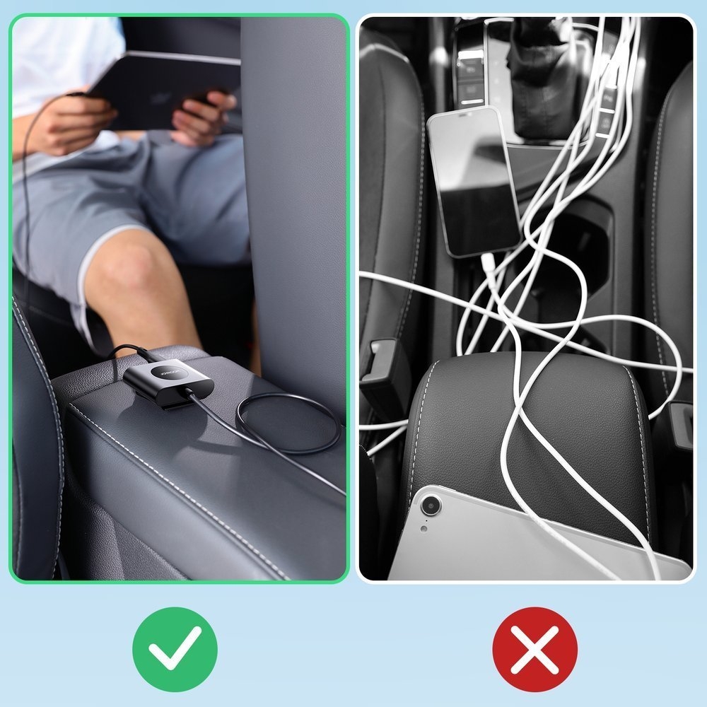 Joyroom JR-CL05 78W Schnellladegerät Auto 5 Ports (2xPD+3QC3.0) 1,5m Kabel - Schwarz