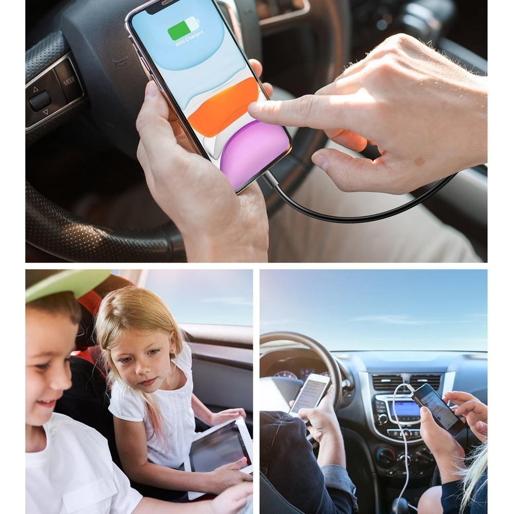 Joyroom JR-CL05 78W Schnellladegerät Auto 5 Ports (2xPD+3QC3.0) 1,5m Kabel - Schwarz