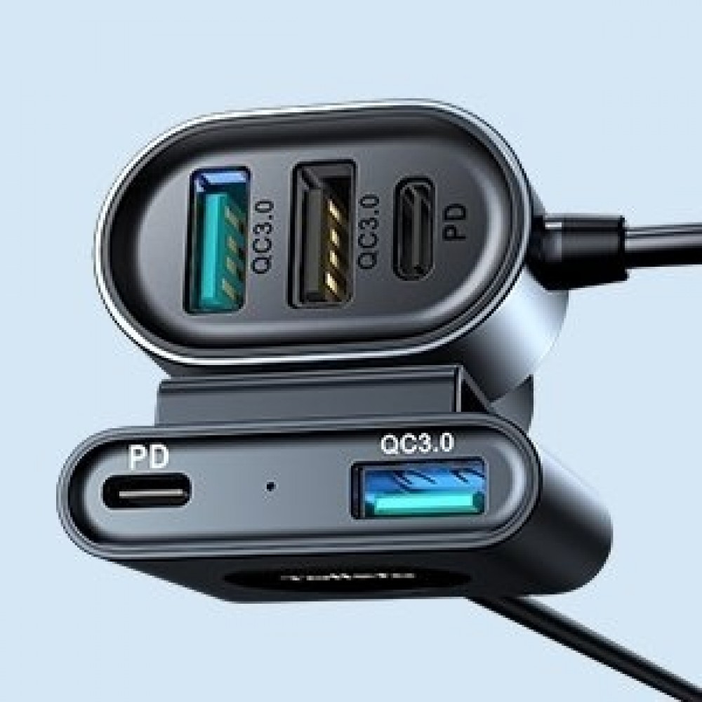 Joyroom JR-CL05 78W Schnellladegerät Auto 5 Ports (2xPD+3QC3.0) 1,5m Kabel - Schwarz